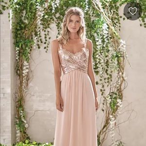 Bridesmaids dress with tags size 6 rose /gold